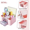 thumbnail image 5 of Caja de almacenamiento de escritorio rosa, caja de almacenamiento de escritorio ordenada, caja de almacenamiento de papelería de escritorio estilo cajón, portalápices de gran capacidad, adecuado par, 5 of 5