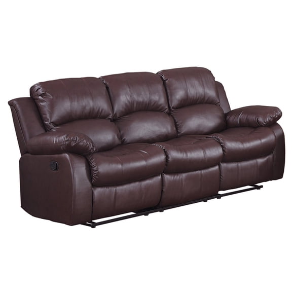 Benzara BM181780 Bonded Leather Recliner Sofa, Brown - 38.5 x 37.5 x 83 in.