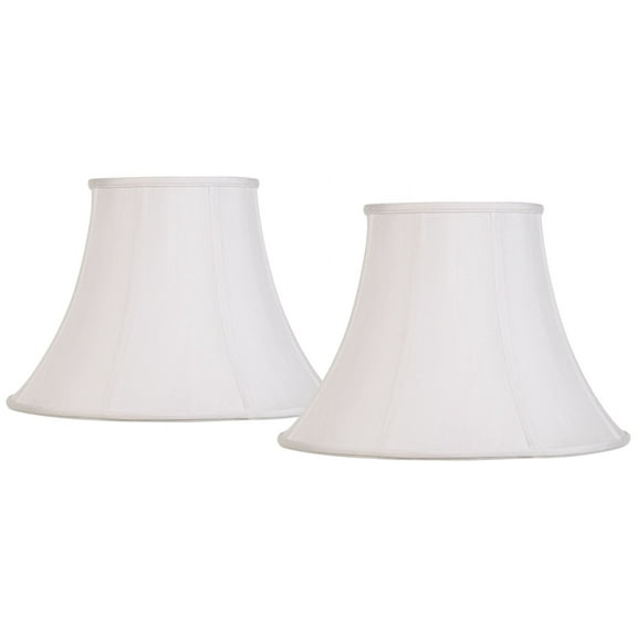 Imperial Shade Set of 2 Bell Lamp Shades White Large 9" Top x 18" Bottom x 13" Slant x 12.5" High Spider with Replacement Harp and Finial Fitting