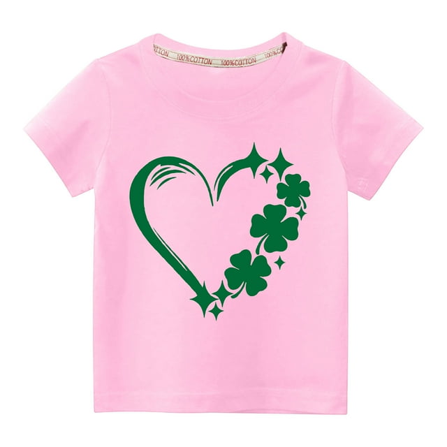 vdgthytj Enfants Garçons Filles T-Shirts de la Saint-Patrick Trèfle Graphique Col Rond Manches Courtes Hauts d'Été Blouse