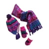 N'Ice Caps Little Girls Toddler Sherpa Lined Geo Print Hat Scarf Glove Knitted 3 Piece Winter Set - Pink
