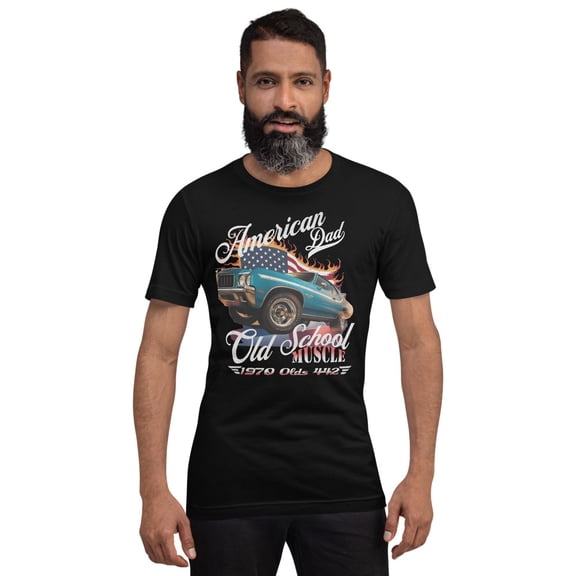 American DadOld Schools Classic Car T-Shirt, 1970 Olds 442 Classic Vintage (XS)