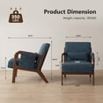 thumbnail image 5 of edx Accent Chair, Mid-Century Modern Arm Chair with Wood Frame, 1-Seat Cushioned Sofa for Living Room, Bedroom, Balcony, Dark Blue, 5 of 9