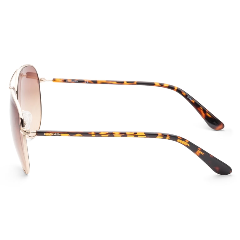 Calvin Klein Gold Aviator Sunglasses, Brown Gradient Lens  display picture 1
