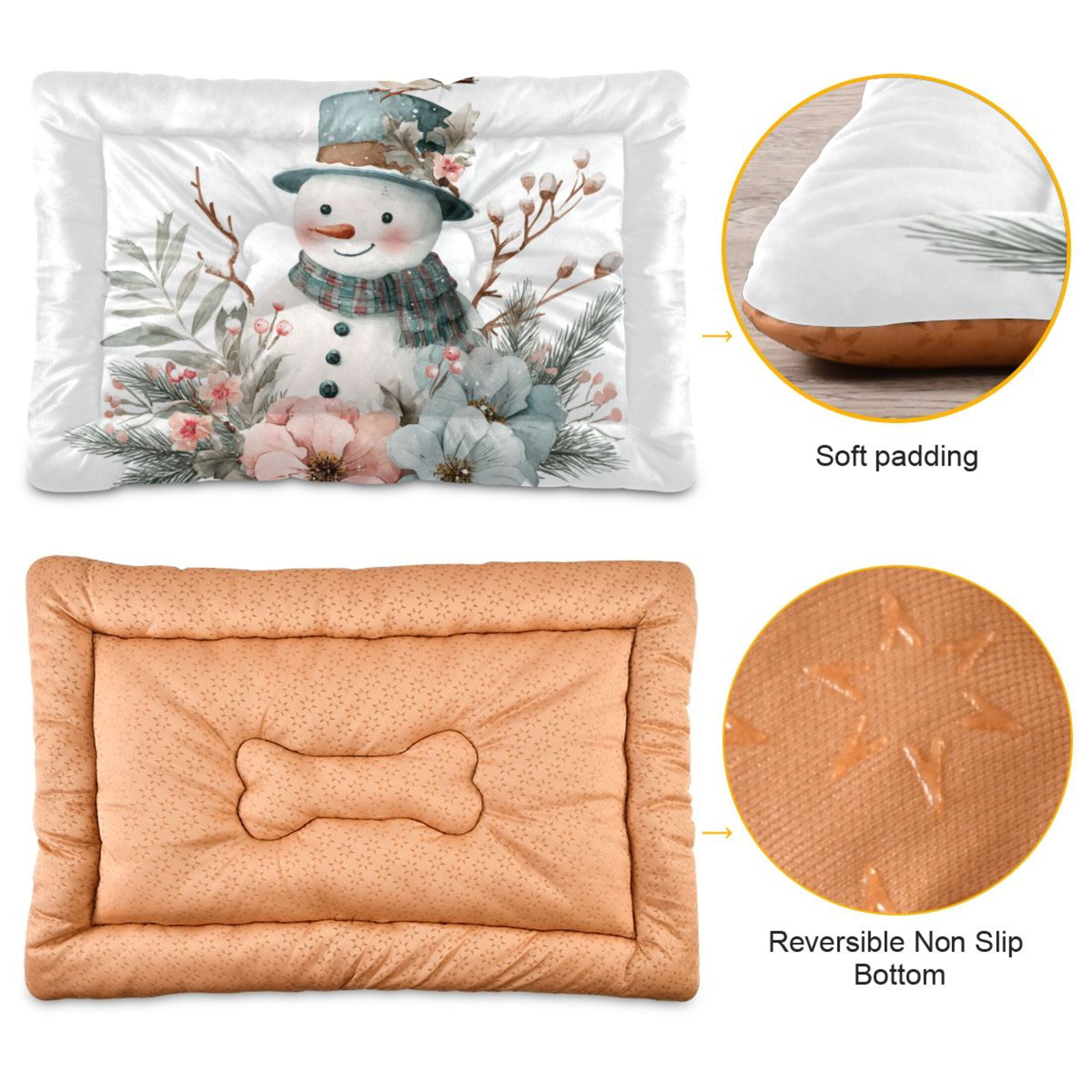 Cozy Mat Pet Bed Indoor Outdoor Warm Soft For Cat Dog Puppy(S/M) Snowman Bird