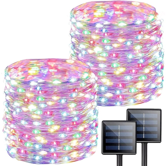 GooingTop Solar Fairy Lights, 2Pack Each 39.4 Ft 100LED Solar Christmas String Lights for Outside Patio Yard Tree Wedding Christmas Outdoor Decor