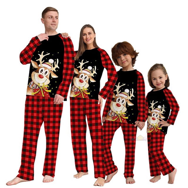 Pijamas navideños a juego para la familia, conjunto de ropa de dormir roja para madre, hija, papá, hijo, mujeres, hombres, niñas y niños, 2023
