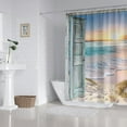 thumbnail image 4 of Beach Coastal Shower Curtain 72Lx72W Inch Ocean Sunrise Seaside Seascape Nautical Sea Rustic Barn Door Seashore Teal Blue Bathroom Decor Waterproof Fabric with 12PCS Hooks, 4 of 6