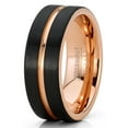 thumbnail image 2 of Metal Masters Mens Tungsten Carbide Ring RoseTone Black Grooved Wedding Band Comfort-fit 8mm, 2 of 4