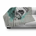 thumbnail image 3 of Pug Soft Flannel Fleece Throw Blanket, Hand Drawn Head of a Dog Blue Splashed Backdrop 2 Different Halves of a Whole, Cozy Plush for Indoor and Outdoor Use, 70" x 90", Blue Black White, by Ambesonne, 3 of 6