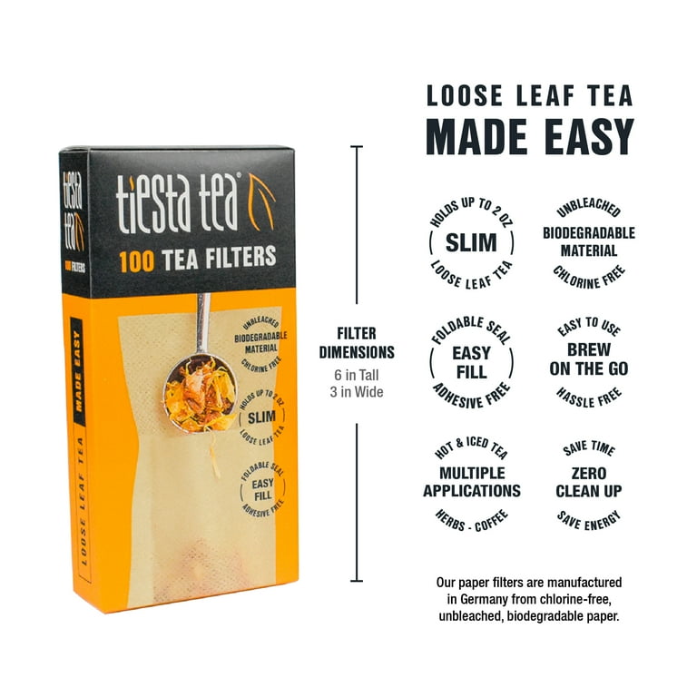 Tiesta Tea 100ct Tea Filters for Loose-Leaf  Herbal Tea