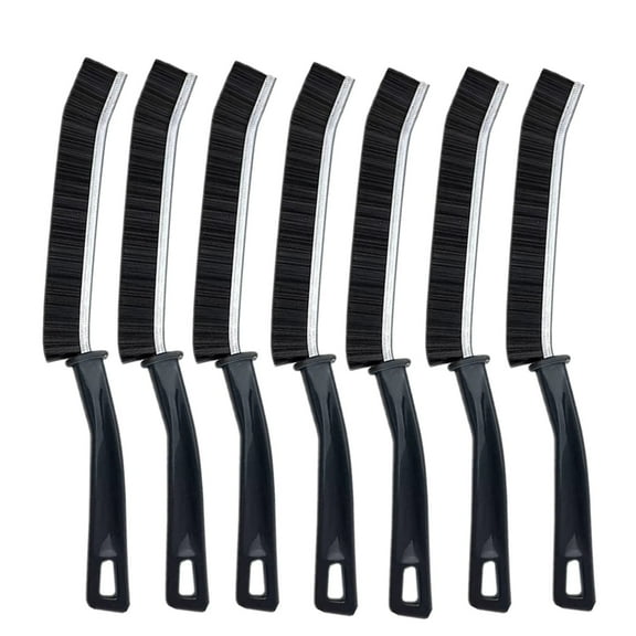 7-Pack Hard Bristle Crevice Cleaning Brush -  Gap Crevice Brush for Window Tracks, Bathroom Corners, Kitchen Sink - Curved Handle  Protects Hands, Cleaning Products Essential