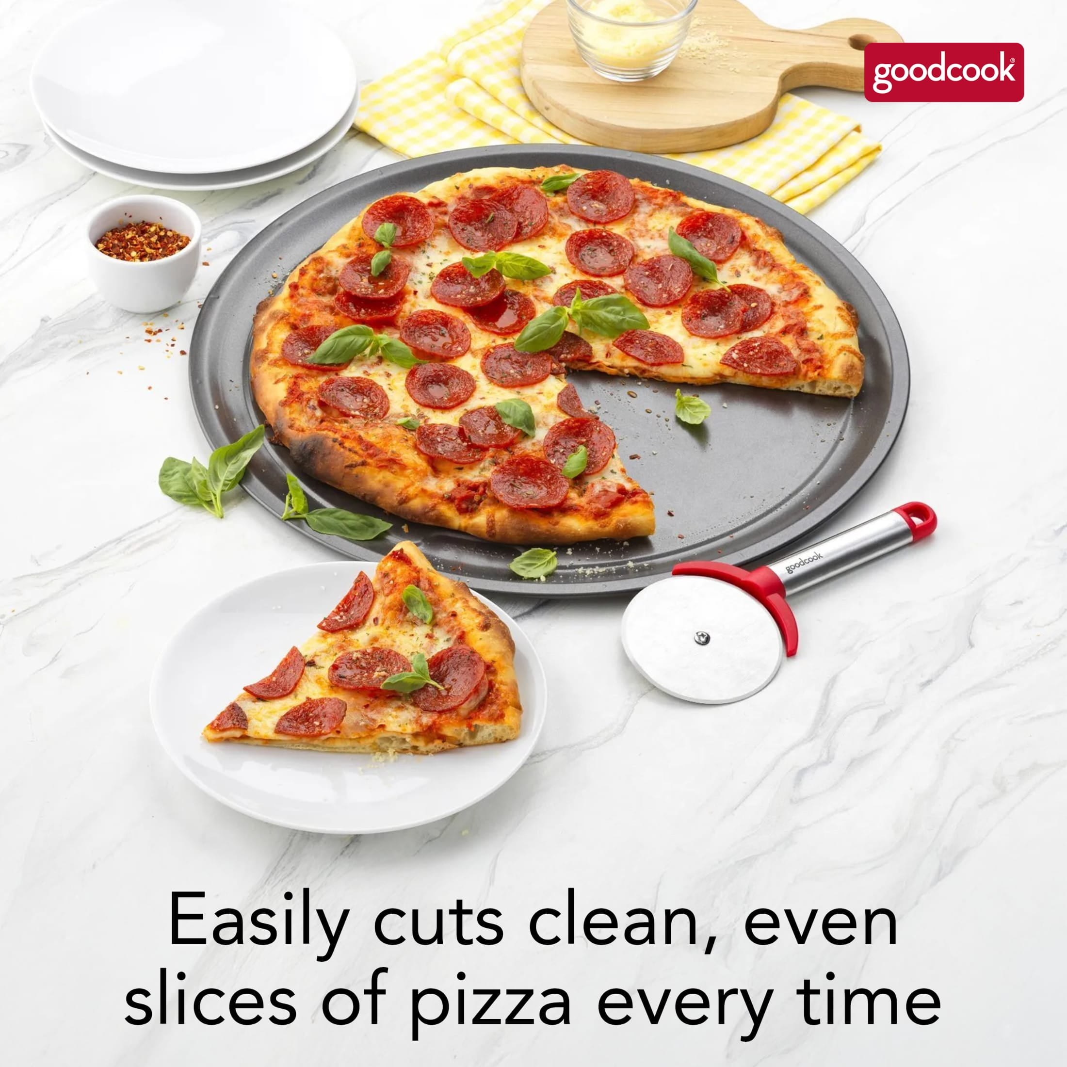 (2 pack) GoodCook Pro Pizza Cutter 3.5-inch Wide Stainless Steel Cutting Wheel
