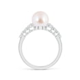 thumbnail image 2 of ANGARA Japanese Akoya Cultured Pearl Ring with Graduated Diamonds in 14K White Gold for Women | June Birthstone, Birthday, Anniversary, Jewelry Gift for Women | Pearl Ring, 2 of 8