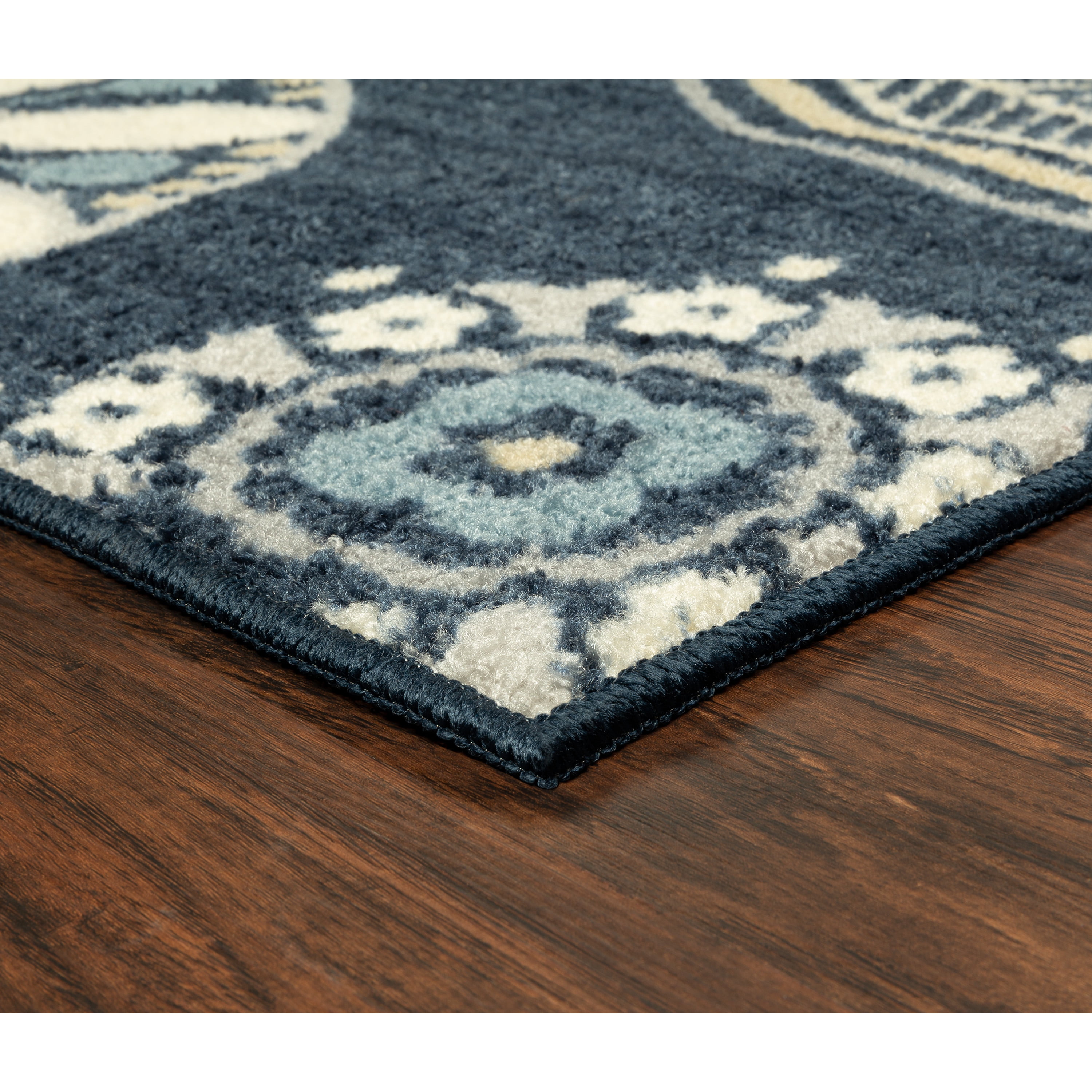 Maples Rugs Reggie Bohemian Floral Blue Non Slip Indoor Area Rug, 5' x 7'