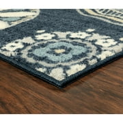 Maples Rugs Reggie Bohemian Floral Blue Washable Hallway Runner Rug, 1'8 x 4'