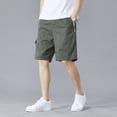 thumbnail image 2 of SWSMCLT Men's Cotton Cargo Shorts Mid Rise Shorts Gym Cargo Elastic Casual Bermuda Walking Shorts Knee Length Pocket Army Green 32, 2 of 4