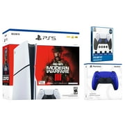 Sony PlayStation 5 Slim Disc Call of Duty Modern Warfare 3 Bundle with Extra Cobalt Blue Controller and Surge FPS Grip Kit