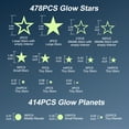 thumbnail image 2 of Glow in The Dark Stars and Moon for Ceiling, 900 Pcs 3D Star Stickers, Unicorn Wall Stickers, Glow Stars for Kids Room Decor and Cool Room Decor (Green), 2 of 8