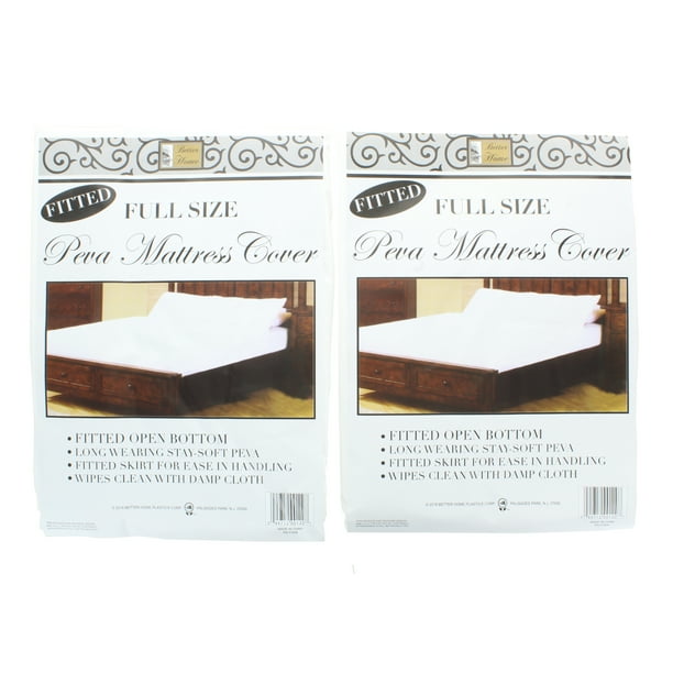 Set of 2 Full Mattress Cover White Fitted Plastic Protector