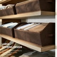 thumbnail image 6 of DIMJ 6 Pack Boot & Shoe Boxes with Handles, Coffee Non-Woven Fabric Open Home Storage Bins, Trapezoid Foldable Baskets for Bedroom Shelves and Home Organization, 6 of 9