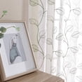 thumbnail image 2 of Curtainking Kitchen Curtains 26x45 inch Leaf Embroidered Sheer Curtains Kitchen Windows Cafe Curtains Rod Pocket 2 Panels Sage on White, 2 of 6