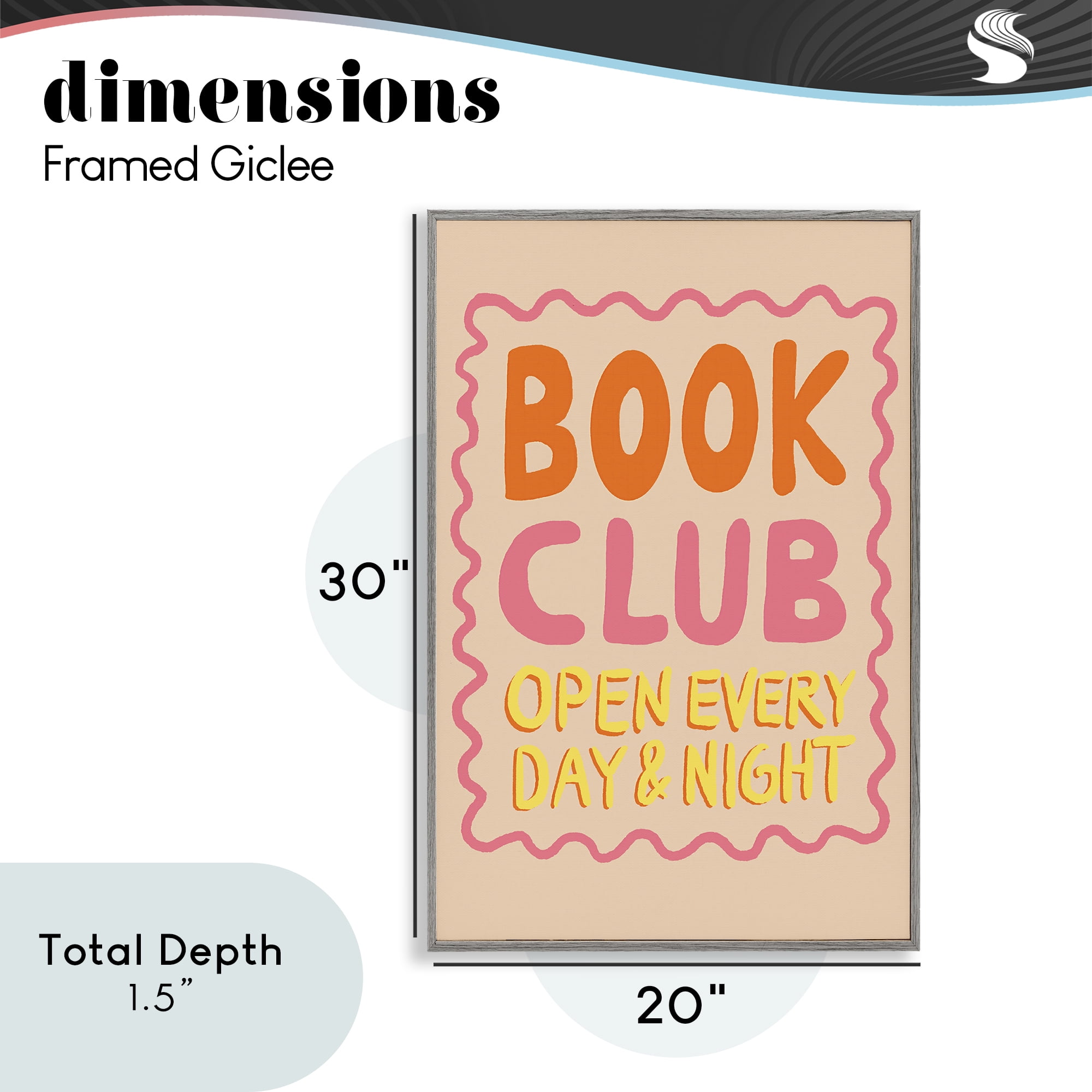 Book Club Day & Night Gray Framed Giclee Art, design by Florentina Dolci