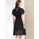 thumbnail image 5 of Allegra K Vestido A Media Pierna De Mujer Con Volantes En El Cuello Y Encaje De Lunares Negro XS, 5 of 6