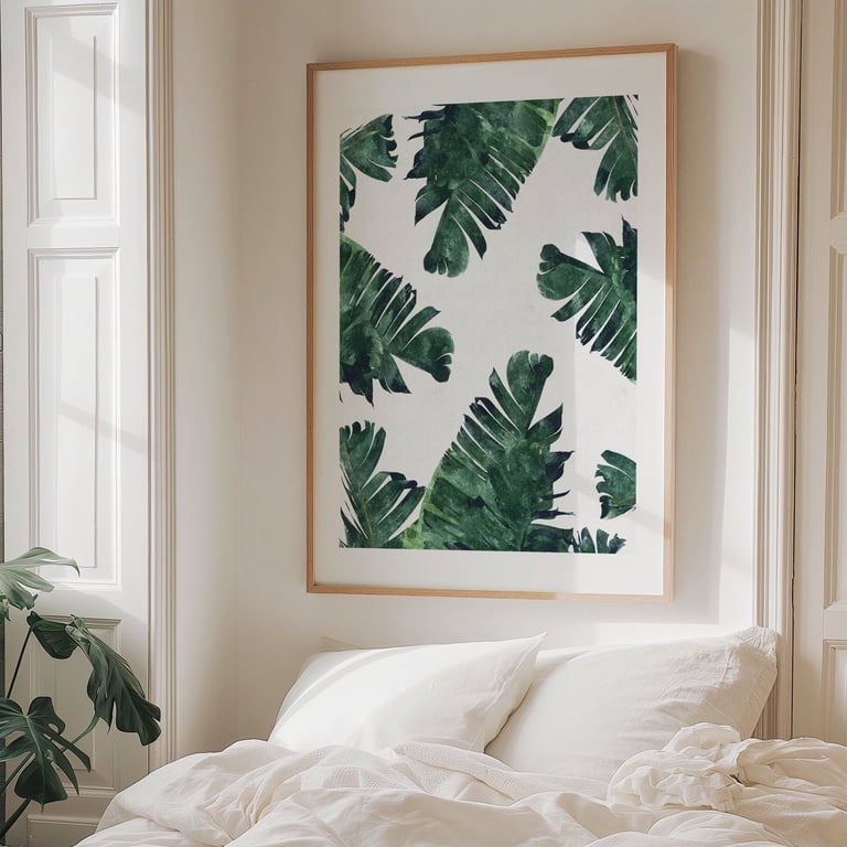 Banana Leaves Watercolor - Painting Tropical Botanical Pattern Monstera  Watercolor Palm Tree Nature Oak Framed Wall Art Print 18 x 24 inches -  Walmart.com