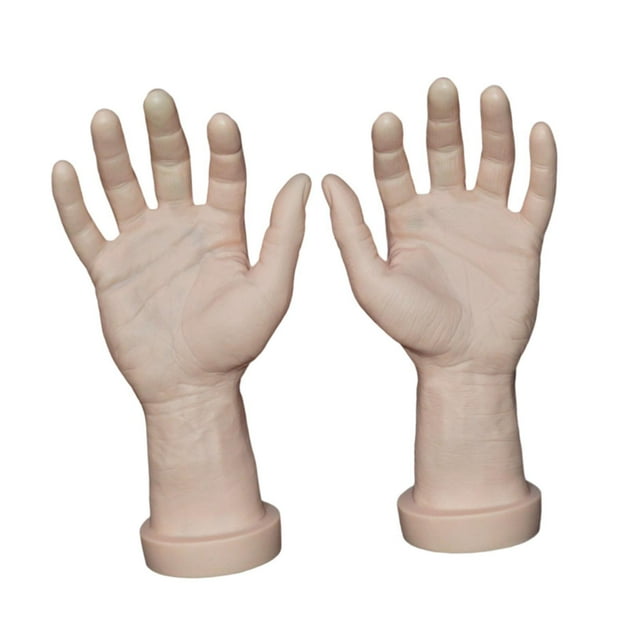 2x Modelo de mano Manos humanas falsas Realista Espeluznante Accesorio de disfraz Manos de maniquí para Piel
