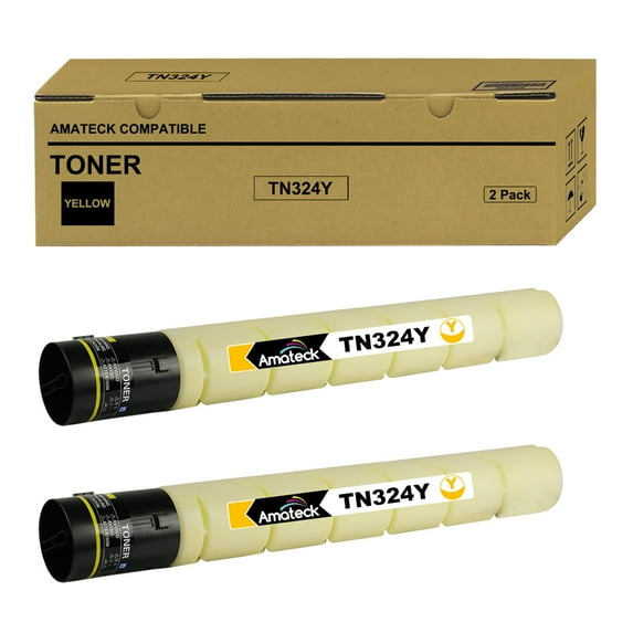 Amateck Compatible Toner Cartridge Replacement for Konica Minolta TN324Y Yellow 2 Pack for Bizhub C258