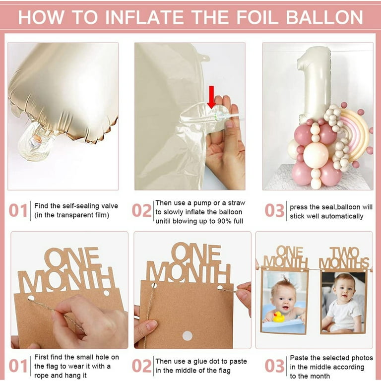 Boho Rainbow 1st Birthday Decorations Set - 135 Piece Party Decor For Girls