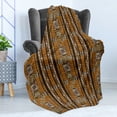 thumbnail image 4 of Ethnic Soft Flannel Fleece Throw Blanket, Culture Ornamental Stripes with Earthy Classical Timeless Motifs, Cozy Plush for Indoor and Outdoor Use, 50" x 60", Multicolor, by Ambesonne, 4 of 5