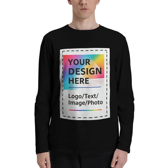 USPEED Personalized Tee Custom Long Sleeve Shirts for Men Design Your Own Image Text Photo Front/Back Print
