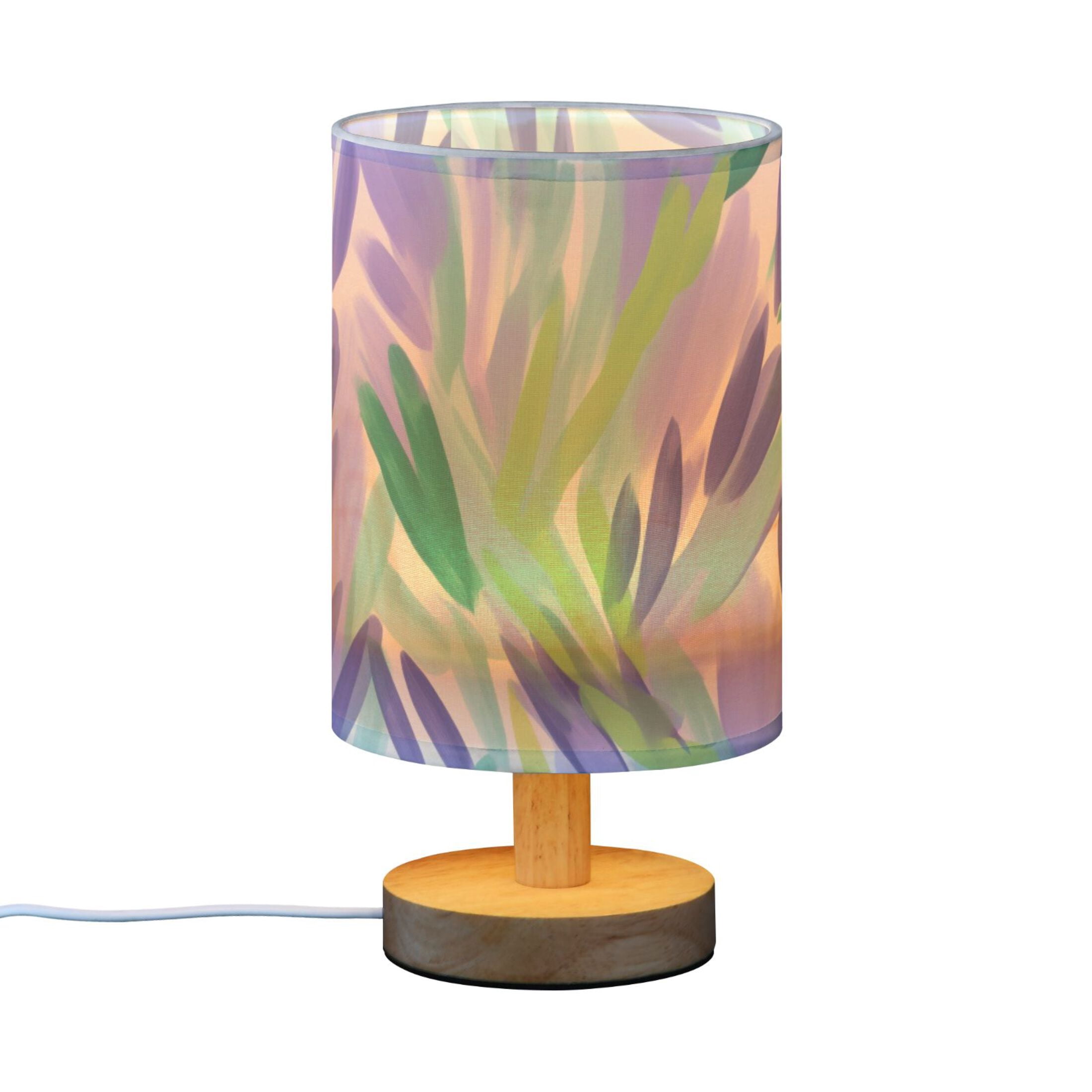 Lavender in Oil Painting Style Table Lamp with USB Port LED Warm Light Lamp Night Light Home Decor