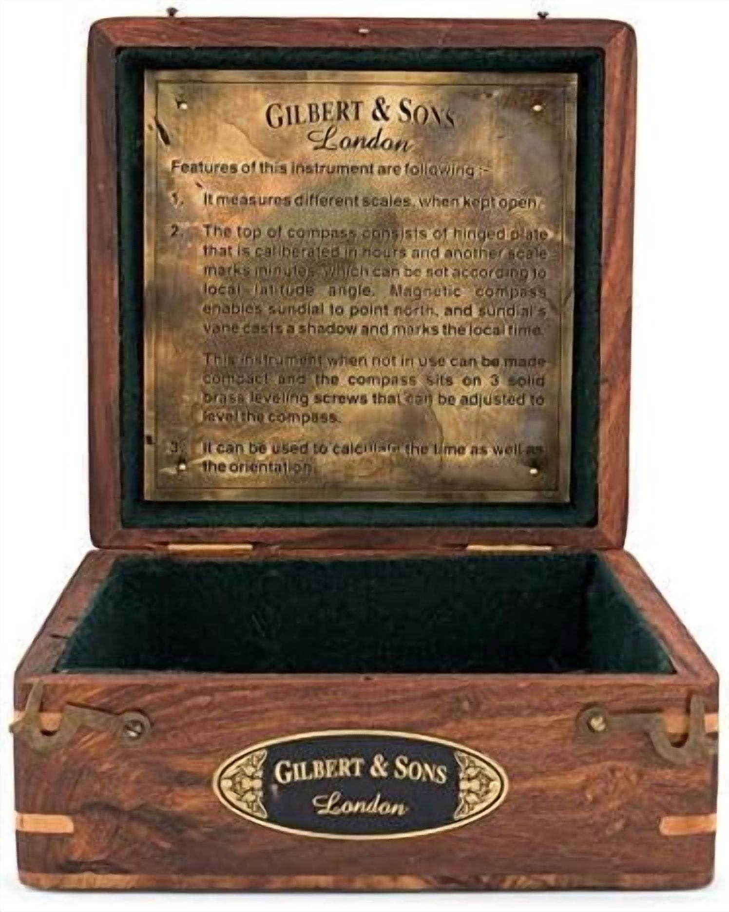 5 Inch Perfectly Calibrated Large Sundial Compass with Wooden Box