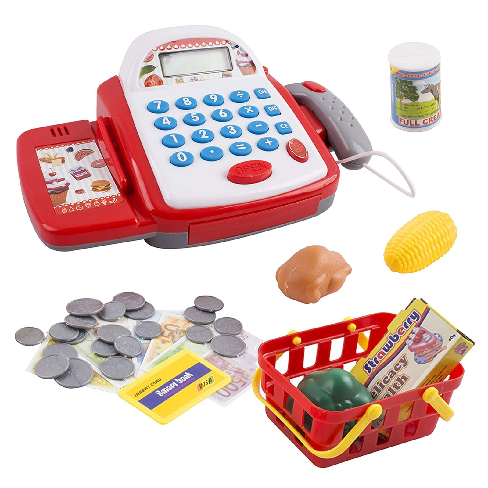 Scanner Pretend Play Electronic Cash Register Toy Grocery Microphone Money 