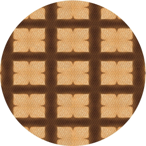 Ahgly Company Machine Washable Indoor Round Transitional Red Brown Area Rugs, 8' Round