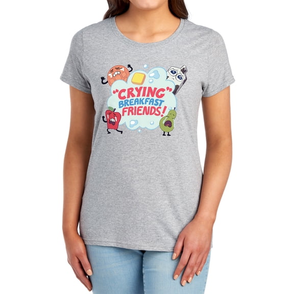 Steven Universe Crying Breakfast Friends Women's T Shirt, Athletic Heather, Small