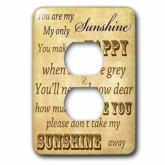 3dRose, Vintage Songs You Are My Sunshine- Love Songs, 2 plug outlet cover