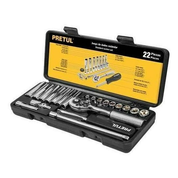 Juego De Autoclé Cuadro 1/4' 22 Piezas Pretul Pretul JD-1/4X22SAE-P