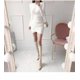 thumbnail image 4 of Vestido de punto Mujer de manga larga Blanco Otoño $ Temperamento de mujer Cuello redondo Plisado Base elástica delgada Falda $ Otoño Elástico Plisado Vestido de punto fino Adepaton HMHZ1829-2, 4 of 4