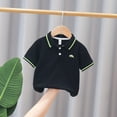 thumbnail image 2 of Zhuashum 5-6 Years T Shirt For Boy Solid Color Lapel Short Sleeve Tops Summer Tee Cute Daily Wear Black, 2 of 4