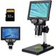 thumbnail image 1 of Microscopio digital LCD, 5,5 pulgadas, 1080P, 10 megapíxeles, cámara de microscopio estéreo USB inalámbrica con zoom de aumento de 1-1000X, grabadora de vídeo con cámara de 10MP con pantalla HD, 1 of 3