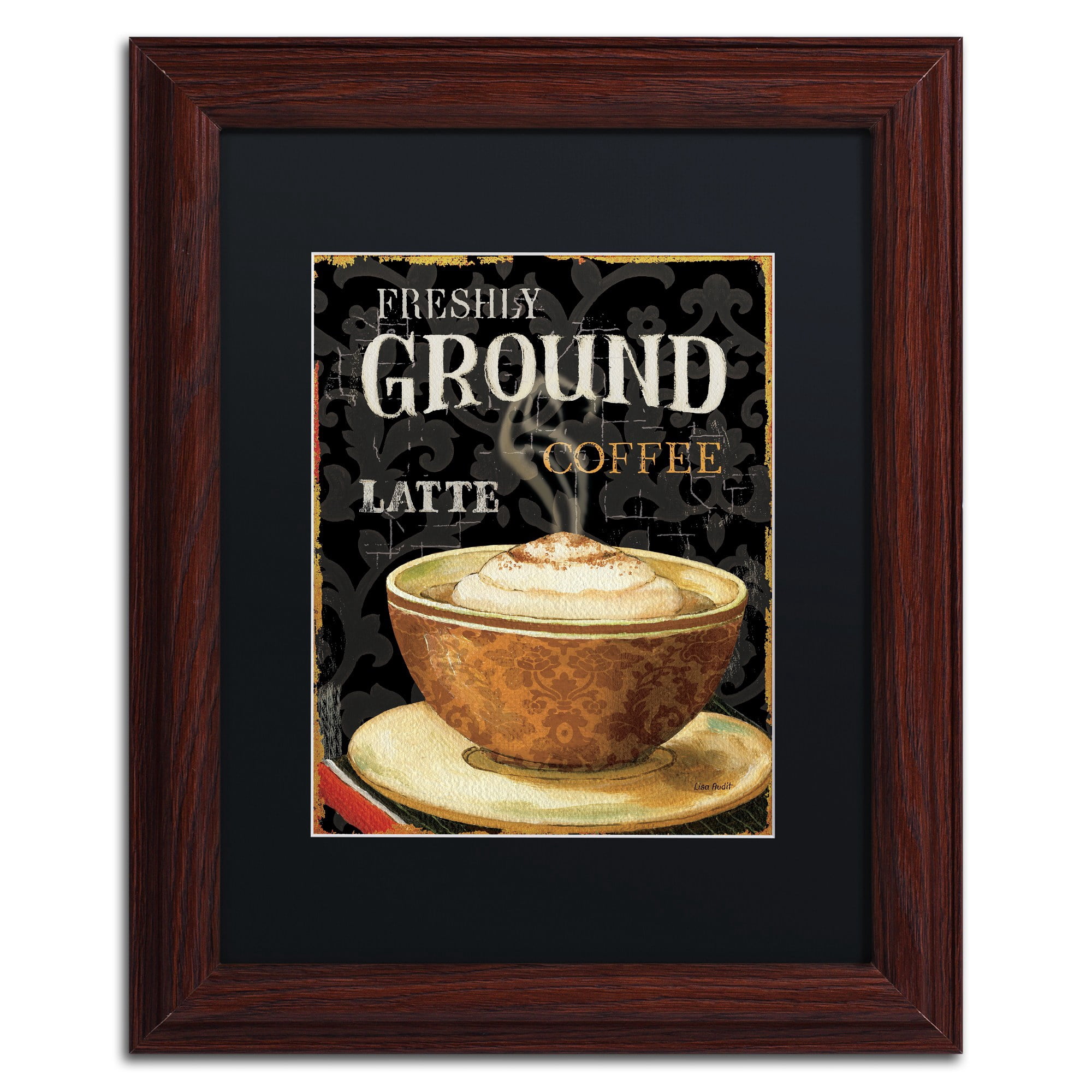 Trademark Fine Art "Today's Coffee II" Canvas Art by Lisa Audit, Black Matte, Wood Frame