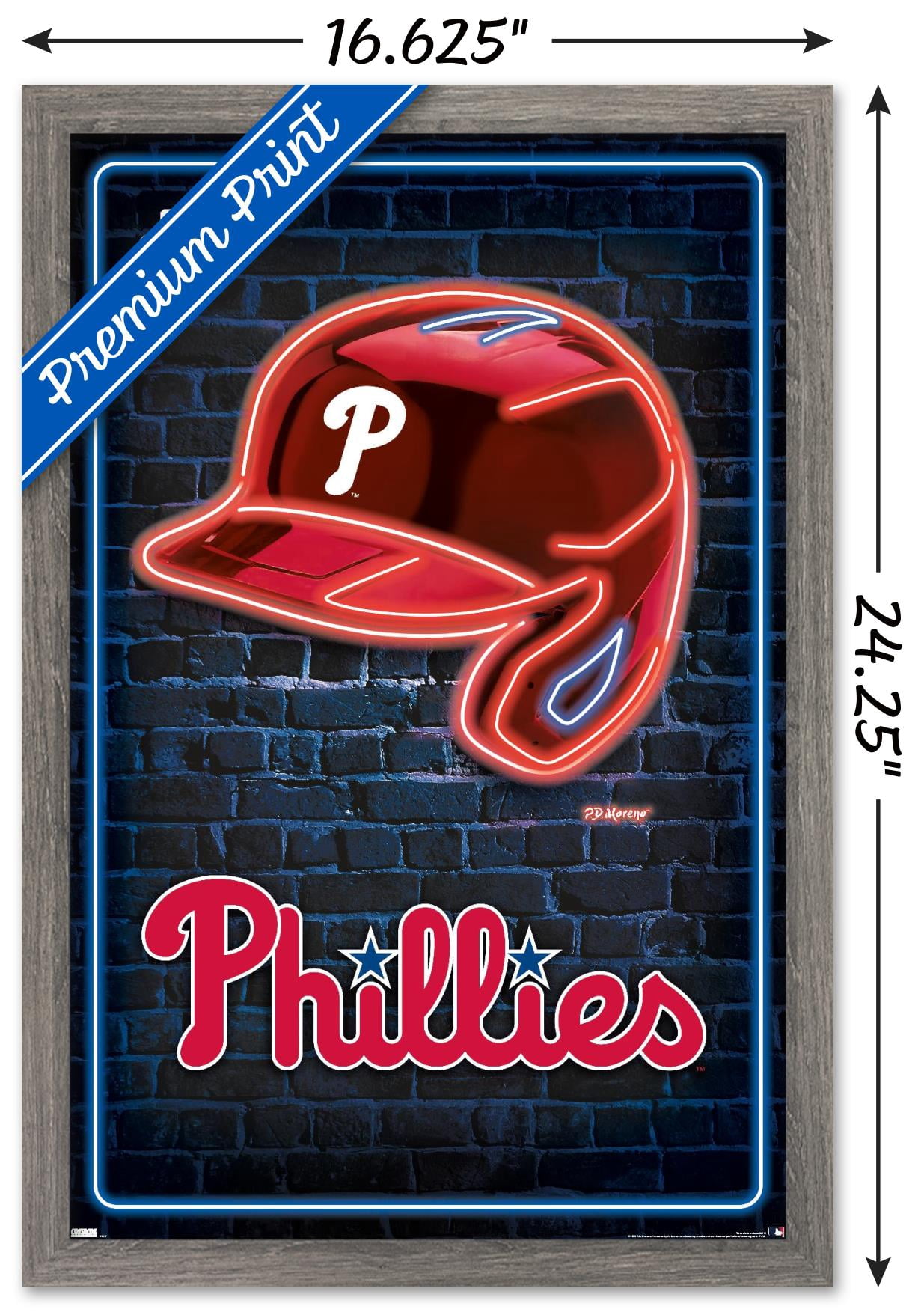 MLB Philadelphia Phillies - Neon Helmet 23 Wall Poster, 14.725" x 22.375" Framed