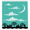 thumbnail image 3 of Ambesonne Cloud Shower Curtain, Buildings with Trees, 69"Wx70"L, Turquoise White, 3 of 3