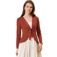 thumbnail image 1 of Cardigan de Punto Allegra K dobladillo Rizado Rojo marrón L, 1 of 5