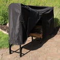 thumbnail image 2 of Sunnydaze Outdoor Steel Firewood Log Rack Holder with Weather-Resistant Heavy-Duty Polyester Log Rack Cover - 8' - Black, 2 of 10