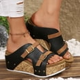 thumbnail image 2 of IUJSOY Womens Sandals Cork Footbed Slippers Open Toe Platform Wedge Sandals Casual Slip on Shoes, 2 of 9